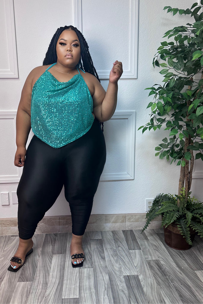 Teal Judy sequins + size Top