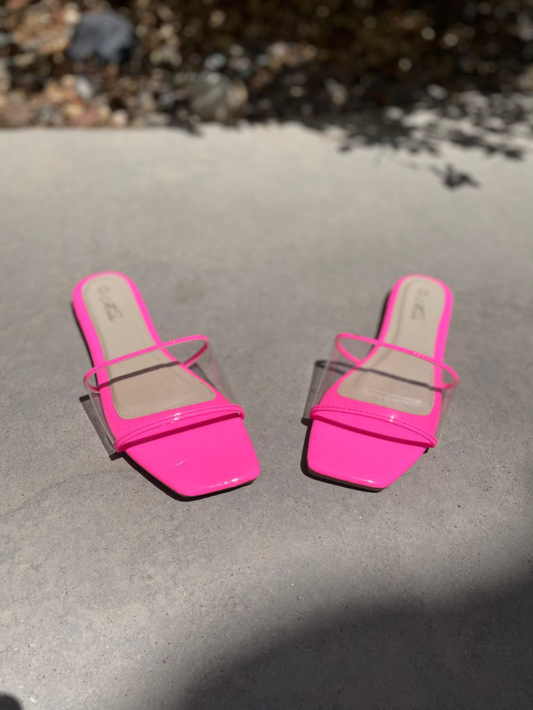 Neon Pink clear Strap sandals