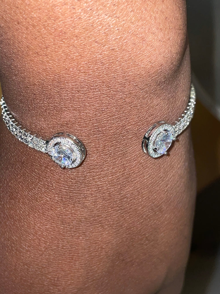Silver Diamond Open Bracelet